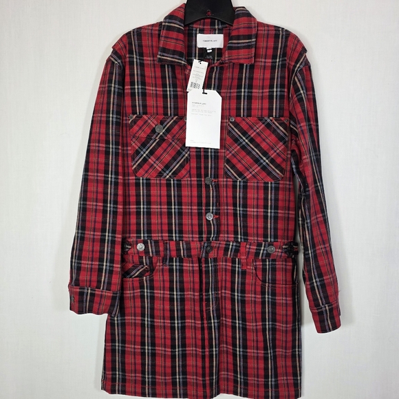 Current/Elliott Dresses & Skirts - NWT Current/Elliott The Jumpsuit Dress Red Tar Plaid Size 2 (M)